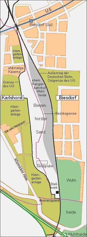 Karte der Bahnbrache Biesenhorster Sand